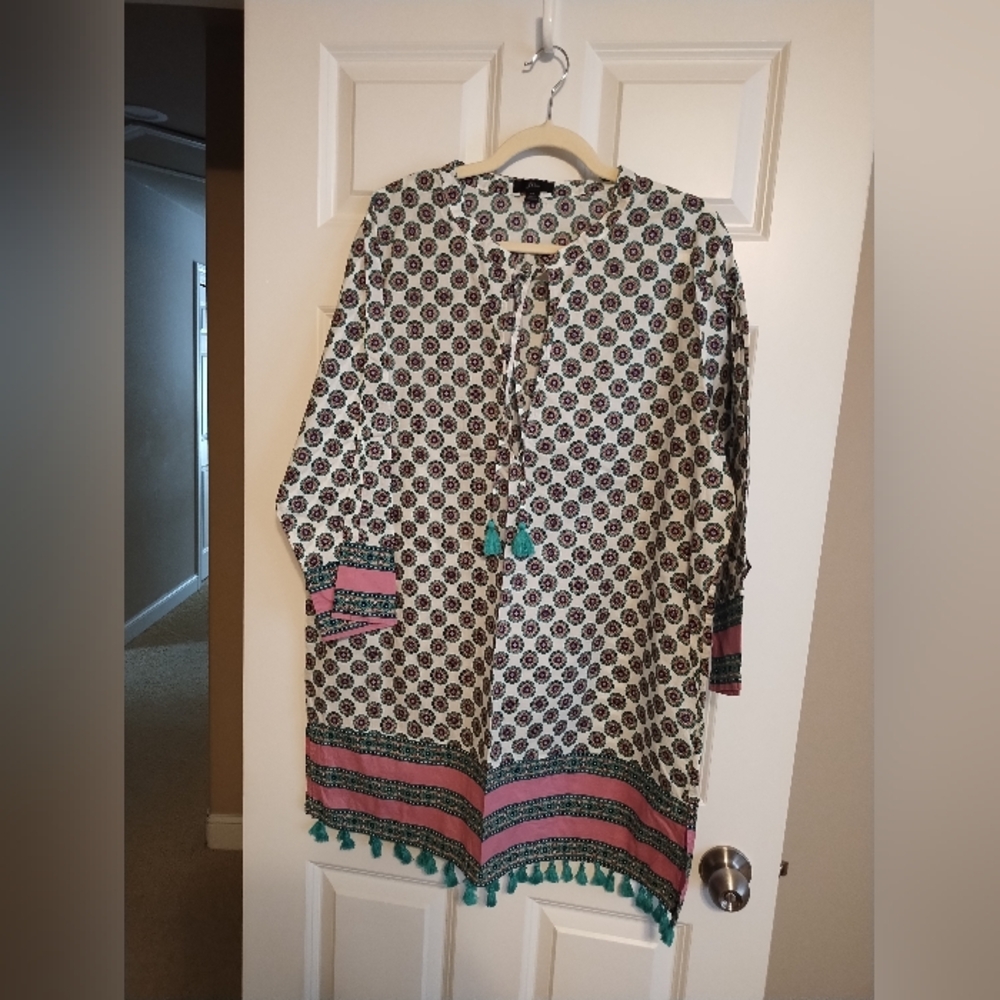 Patterned Tunic with Tassels